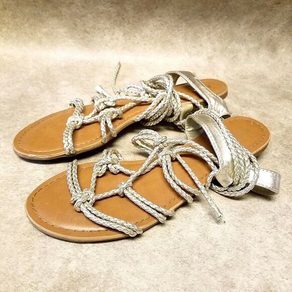 Mossimo Womens   Size 8.5 Silver Gladiator Strap Sandals - Picture 3 of 9